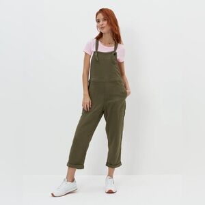 Aerie Lightweight Rolled Leg Overalls Linen Women’s Size Medium